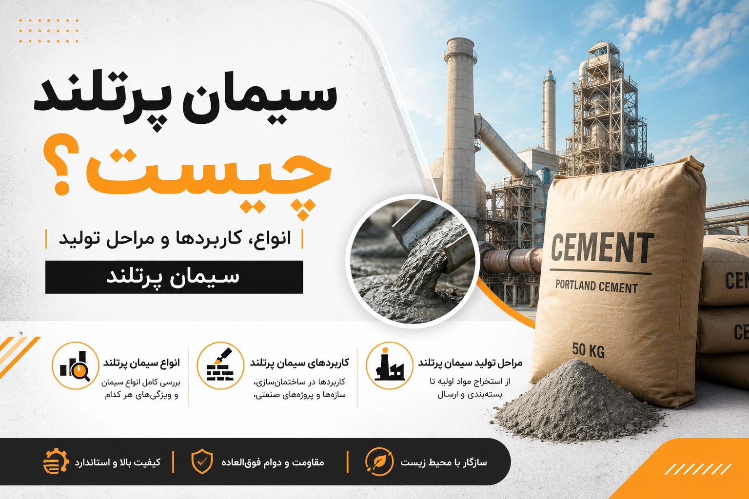سیمان پرتلند چیست؟ انواع، کاربردها و مراحل تولید